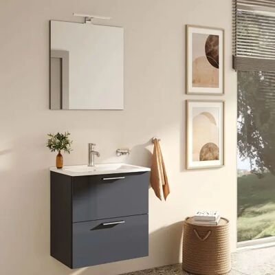 Vitra Mia Mobile 59x61x39,5 Cm Per Bagno Con Specchio, Lavabo E Illuminazione A Led, Antracite Lucido (miaset60a) - Vitra Mia Mobile 59x61x39,5 Cm Per Bagno Con Specchio, Lavabo E Illuminazione A Led, Antracite Lucido (miaset60a) -