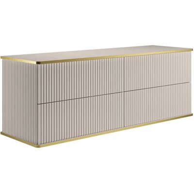 Unique Mobile Sospeso Sottolavabo Scanalato Con Bordo Dorato 4 Cassetti - Beige - 150 Cm Keliza Unique Mobile Sospeso Sottolavabo Scanalato Con Bordo Dorato 4 Cassetti - Beige - 150 Cm Keliza