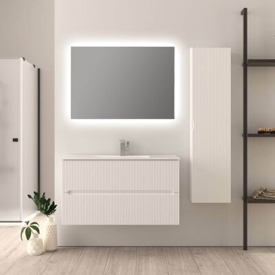 BADEN HAUS Mobile Bagno 90 Cm Bianco Opaco Cannettato Mod. Riga BADEN HAUS Mobile Bagno 90 Cm Bianco Opaco Cannettato Mod. Riga