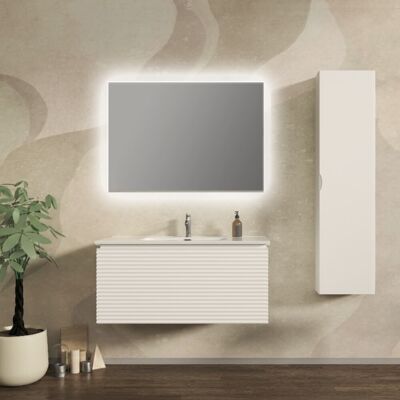 BADEN HAUS Mobile Da Bagno Sospeso 100 Cm Cannettato Orizzontale Bianco Opaco - Malaga BADEN HAUS Mobile Da Bagno Sospeso 100 Cm Cannettato Orizzontale Bianco Opaco - Malaga