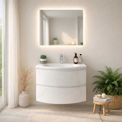 KIAMAMI VALENTINA Mobile Bagno Sospeso 70cm Curvo Bianco Lucido Moderno Los Angeles KIAMAMI VALENTINA Mobile Bagno Sospeso 70cm Curvo Bianco Lucido Moderno Los Angeles