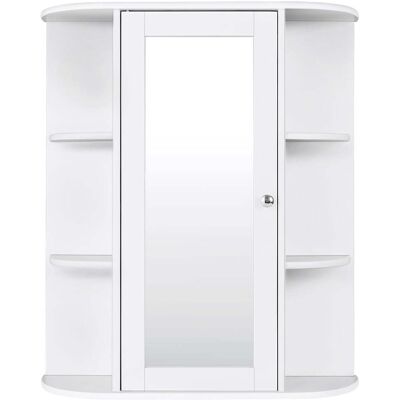 HELLOSHOP26 Mobiletto Da Bagno Pensile 60 X 16,5 X 67,5 Cm Con Specchio E Ripiano Regolabile Design Curvo In Mdf Bianco 200021005 HELLOSHOP26 Mobiletto Da Bagno Pensile 60 X 16,5 X 67,5 Cm Con Specchio E Ripiano Regolabile Design Curvo In Mdf Bianco 200021005