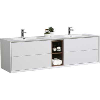 Bernstein Flora 1900 - Set mobili bagno - Bianco opaco - Mensola in palissandro Bernstein Flora 1900 - Set mobili bagno - Bianco opaco - Mensola in palissandro