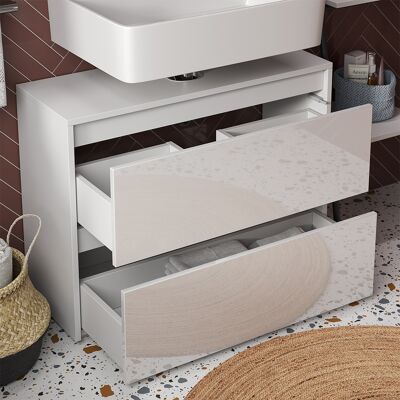 Vicco Mobile Sottolavabo Per Bagno Majest, Bianco/bianco Lucido, 80.1 X 62 Cm Con 2 Cassetti, Vicco Mobile Sottolavabo Per Bagno Majest, Bianco/bianco Lucido, 80.1 X 62 Cm Con 2 Cassetti,