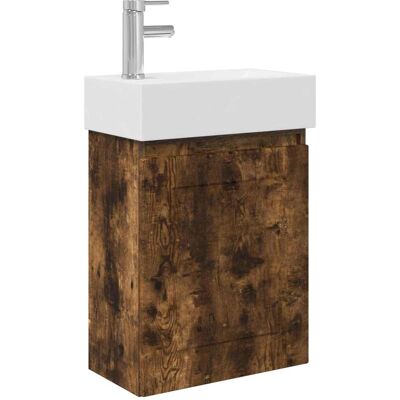 VIDAXL Mobile Bagno Con Rubinetto Rovere Fumo 45,5 X 22,5 X 84 Cm VIDAXL Mobile Bagno Con Rubinetto Rovere Fumo 45,5 X 22,5 X 84 Cm