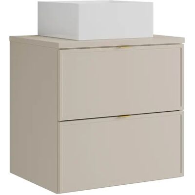 Unique Mobile Bagno Sospeso Con Lavabo Da Appoggio Quadrato Beige 60 Cm - Ondil Unique Mobile Bagno Sospeso Con Lavabo Da Appoggio Quadrato Beige 60 Cm - Ondil