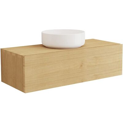 Unique Mobile Bagno Sospeso In Legno Di Mindi Con Lavabo Da Appoggio Rotondo In Ceramica 95 Cm - Tidore Unique Mobile Bagno Sospeso In Legno Di Mindi Con Lavabo Da Appoggio Rotondo In Ceramica 95 Cm - Tidore