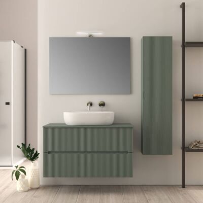 BADEN HAUS Mobile Da Bagno Verde Opaco 100 Cm Cannettato Palermo BADEN HAUS Mobile Da Bagno Verde Opaco 100 Cm Cannettato Palermo