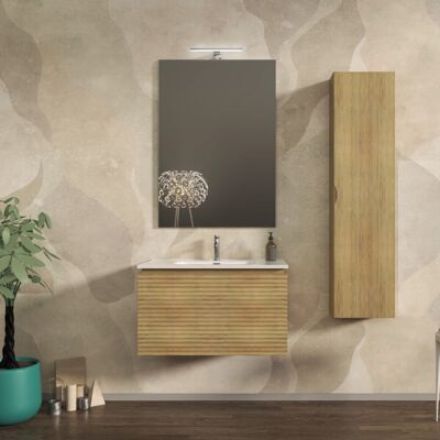 BADEN HAUS Mobile Bagno Sospeso Cannettato Orizzontale 80 Cm Rovere Tabacco - Malaga BADEN HAUS Mobile Bagno Sospeso Cannettato Orizzontale 80 Cm Rovere Tabacco - Malaga
