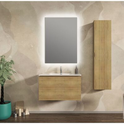 BADEN HAUS Mobile Bagno Sospeso Cannettato Orizzontale 80 Cm Rovere Tabacco - Malaga BADEN HAUS Mobile Bagno Sospeso Cannettato Orizzontale 80 Cm Rovere Tabacco - Malaga