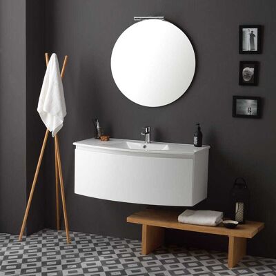 KIAMAMI VALENTINA - Mobile Bagno Sospeso 102 Cm Bianco Lucido Con Specchio Tondo Riva KIAMAMI VALENTINA - Mobile Bagno Sospeso 102 Cm Bianco Lucido Con Specchio Tondo Riva