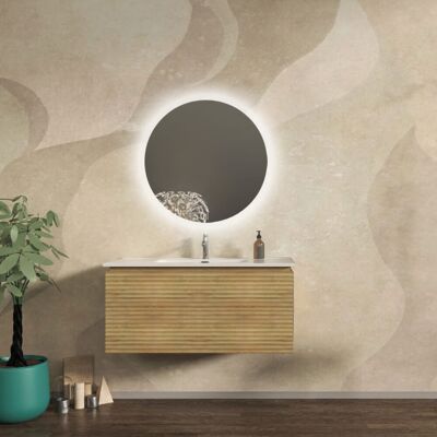 BADEN HAUS Mobile Bagno 100 Cm Cannettato Orizzontale Sospeso Rovere Tabacco - Malaga BADEN HAUS Mobile Bagno 100 Cm Cannettato Orizzontale Sospeso Rovere Tabacco - Malaga