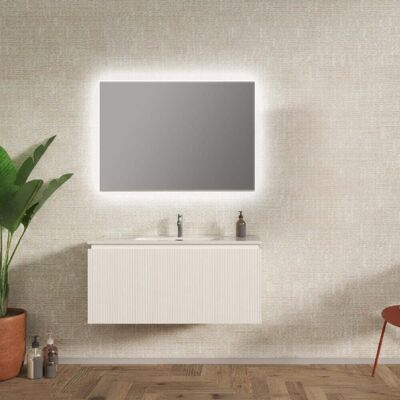 BADEN HAUS Mobile Bagno Sospeso 100 Cm Cannettato Bianco Opaco - Marsiglia BADEN HAUS Mobile Bagno Sospeso 100 Cm Cannettato Bianco Opaco - Marsiglia