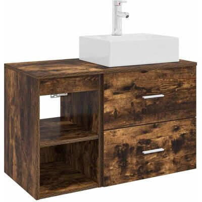 VIDAXL Set Di Mobili Per Il Bagno 2 Pcs Rovere Fumo VIDAXL Set Di Mobili Per Il Bagno 2 Pcs Rovere Fumo