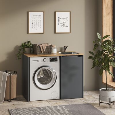 Vicco Armadietto Da Bagno Viktor, Antracite/rovere Dorato, 113.6 X 88.2 Cm Con Mobile Sotto Lavello, Vicco Armadietto Da Bagno Viktor, Antracite/rovere Dorato, 113.6 X 88.2 Cm Con Mobile Sotto Lavello,