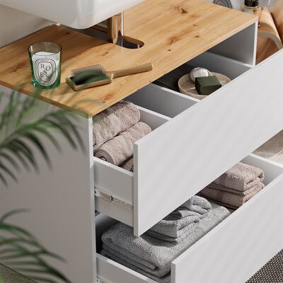 Vicco Mobile Sottolavabo Per Bagno Viktor, Bianco/artisan, 80.2 X 65 Cm, Vicco Mobile Sottolavabo Per Bagno Viktor, Bianco/artisan, 80.2 X 65 Cm,
