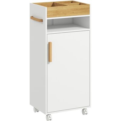 OEM Mobiletto Bagno Con Vassoio Rimovibile, Ripiano Aperto E Armadietto Chiuso, In Truciolato, 40x30x88 Cm, Bianco OEM Mobiletto Bagno Con Vassoio Rimovibile, Ripiano Aperto E Armadietto Chiuso, In Truciolato, 40x30x88 Cm, Bianco