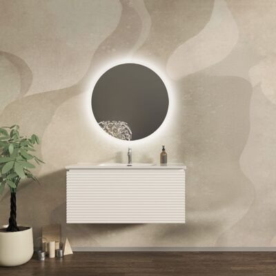 BADEN HAUS Mobile Da Bagno Sospeso 100 Cm Cannettato Orizzontale Bianco Opaco - Malaga BADEN HAUS Mobile Da Bagno Sospeso 100 Cm Cannettato Orizzontale Bianco Opaco - Malaga