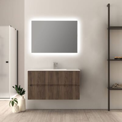 BADEN HAUS Mobile Bagno 90 Cm Plissè Finitura Noce Mod. Riga BADEN HAUS Mobile Bagno 90 Cm Plissè Finitura Noce Mod. Riga