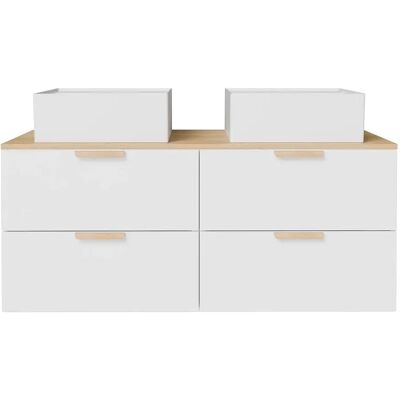 Unique Mobile Bagno Sospeso Con Lavabo Da Appoggio Quadrato Bianco L120 Cm - Avoreli Unique Mobile Bagno Sospeso Con Lavabo Da Appoggio Quadrato Bianco L120 Cm - Avoreli