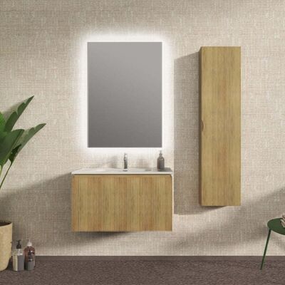 BADEN HAUS Mobile Bagno Sospeso Cannettato Rovere Tabacco 80 Cm - Marsiglia BADEN HAUS Mobile Bagno Sospeso Cannettato Rovere Tabacco 80 Cm - Marsiglia