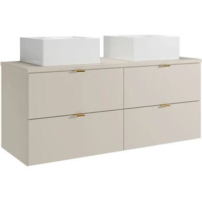 Unique Mobile Bagno Sospeso Con Lavabo Da Appoggio Quadrato Beige 120 Cm - Lavena Unique Mobile Bagno Sospeso Con Lavabo Da Appoggio Quadrato Beige 120 Cm - Lavena