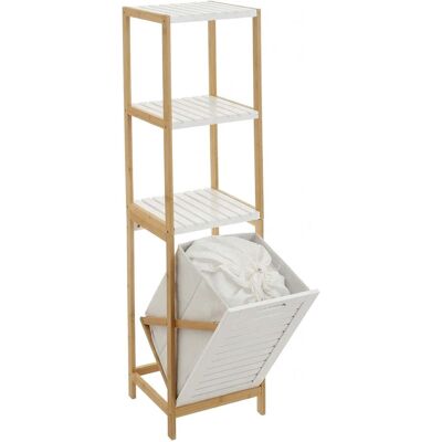 HEMAX Scaffale Da Bagno Salvaspazio Con 2 Ripiani E 1 Cesto Portabiancheria, Mobile Organizzatore (grigio/bianco) Bianco HEMAX Scaffale Da Bagno Salvaspazio Con 2 Ripiani E 1 Cesto Portabiancheria, Mobile Organizzatore (grigio/bianco) Bianco