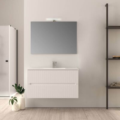 BADEN HAUS Mobile Bagno 90 Cm Bianco Opaco Cannettato Mod. Riga BADEN HAUS Mobile Bagno 90 Cm Bianco Opaco Cannettato Mod. Riga