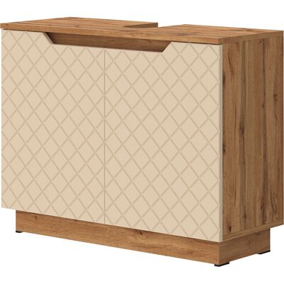 Vicco Mobile Sottolavabo Per Bagno Lotta, Rovere/cashmere Con Struttura In Piastrelle, 79.6 X 62.1 Cm Con 2 Porte, Vicco Mobile Sottolavabo Per Bagno Lotta, Rovere/cashmere Con Struttura In Piastrelle, 79.6 X 62.1 Cm Con 2 Porte,