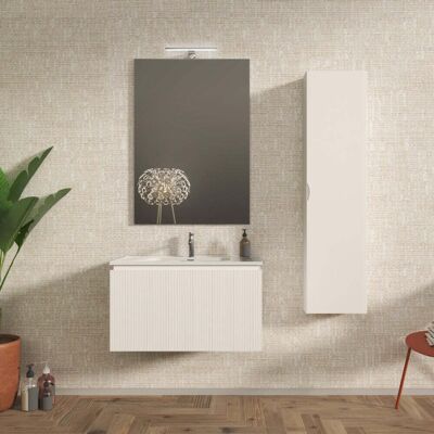 BADEN HAUS Mobile Bagno Sospeso Cannettato Bianco Opaco 80 Cm - Marsiglia BADEN HAUS Mobile Bagno Sospeso Cannettato Bianco Opaco 80 Cm - Marsiglia