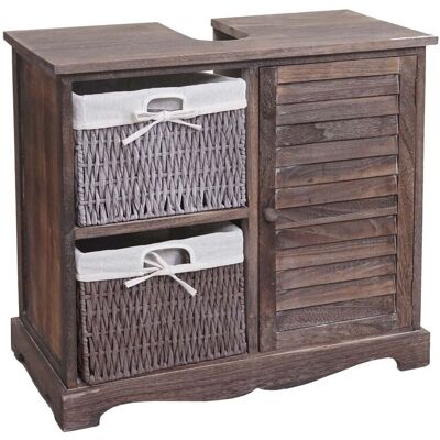 DÉCOSHOP26 Mobiletto Da Bagno In Legno Massello Color Marrone Anticato Con Cestini Portaoggetti 60 X 65 X 31 Cm 040010634 DÉCOSHOP26 Mobiletto Da Bagno In Legno Massello Color Marrone Anticato Con Cestini Portaoggetti 60 X 65 X 31 Cm 040010634