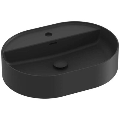 RAVAK Ceramic - Lavabo Da Appoggio, 55x40 Cm, Con Troppopieno E Foro Per Miscelatore, Nero Opaco Xjx0d155002 RAVAK Ceramic - Lavabo Da Appoggio, 55x40 Cm, Con Troppopieno E Foro Per Miscelatore, Nero Opaco Xjx0d155002