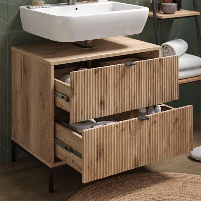 Vicco Mobile Sottolavabo Per Bagno Eliza, Quercia Vichinga, 70 X 63 Cm Con 2 Cassetti Estraibili, Vicco Mobile Sottolavabo Per Bagno Eliza, Quercia Vichinga, 70 X 63 Cm Con 2 Cassetti Estraibili,