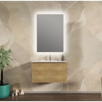 BADEN HAUS Mobile Bagno Sospeso Cannettato Orizzontale 80 Cm Rovere Tabacco - Malaga BADEN HAUS Mobile Bagno Sospeso Cannettato Orizzontale 80 Cm Rovere Tabacco - Malaga