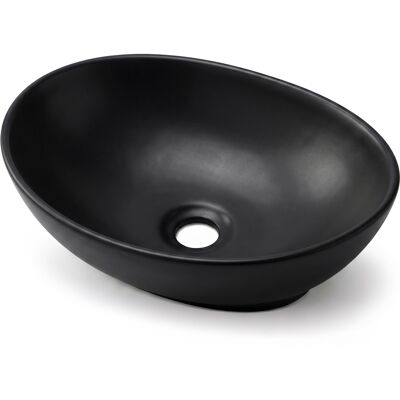 AKORD Lavabo Da Appoggio Ovale Ovalis Ceramica 41 Cm Nero Opaco AKORD Lavabo Da Appoggio Ovale Ovalis Ceramica 41 Cm Nero Opaco