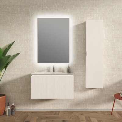 BADEN HAUS Mobile Bagno Sospeso Cannettato Bianco Opaco 80 Cm - Marsiglia BADEN HAUS Mobile Bagno Sospeso Cannettato Bianco Opaco 80 Cm - Marsiglia