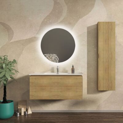 BADEN HAUS Mobile Bagno 100 Cm Cannettato Orizzontale Sospeso Rovere Tabacco - Malaga BADEN HAUS Mobile Bagno 100 Cm Cannettato Orizzontale Sospeso Rovere Tabacco - Malaga