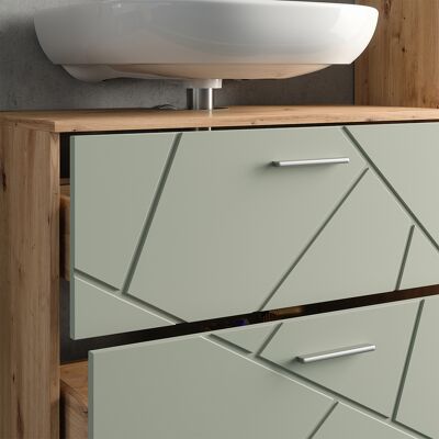 Vicco Mobile Sottolavabo Per Bagno Irma, Verde Salvia, 80 X 58.6 Cm Con Cassetti, Vicco Mobile Sottolavabo Per Bagno Irma, Verde Salvia, 80 X 58.6 Cm Con Cassetti,