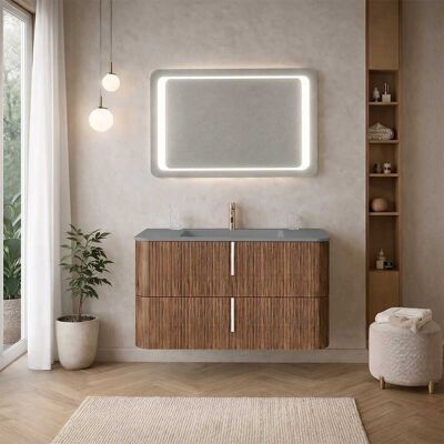 KIAMAMI VALENTINA Mobile Bagno Sospeso 100cm Tabacco Cannettato Moderno Hollywood KIAMAMI VALENTINA Mobile Bagno Sospeso 100cm Tabacco Cannettato Moderno Hollywood