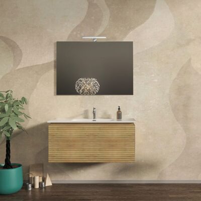 BADEN HAUS Mobile Bagno 100 Cm Cannettato Orizzontale Sospeso Rovere Tabacco - Malaga BADEN HAUS Mobile Bagno 100 Cm Cannettato Orizzontale Sospeso Rovere Tabacco - Malaga
