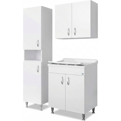 NEGRARI Set Bagno/lavanderia Serie Eco Con Lavatoio 60x50 Cm, Pensile E Colonna NEGRARI Set Bagno/lavanderia Serie Eco Con Lavatoio 60x50 Cm, Pensile E Colonna
