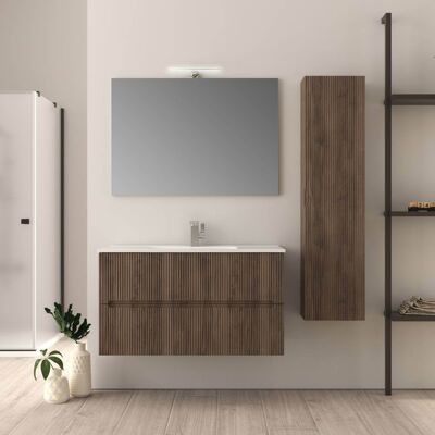 BADEN HAUS Mobile Bagno 90 Cm Plissè Finitura Noce Mod. Riga BADEN HAUS Mobile Bagno 90 Cm Plissè Finitura Noce Mod. Riga