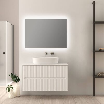 BADEN HAUS Mobile Bagno 100 Cm Bianco Opaco Cannettato Palermo BADEN HAUS Mobile Bagno 100 Cm Bianco Opaco Cannettato Palermo