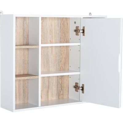HOMCOM Armadietto Con Specchio In Truciolato E Mdf Bianco E Color Legno HOMCOM Armadietto Con Specchio In Truciolato E Mdf Bianco E Color Legno
