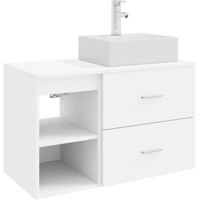 VIDAXL Set Di Mobili Per Il Bagno 2 Pcs Bianco Legno Ingegnerizzato VIDAXL Set Di Mobili Per Il Bagno 2 Pcs Bianco Legno Ingegnerizzato