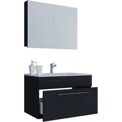 EBUY24 - Vcm 3 Pz Lavabo Lavabo Lavabo Larghezza Armadio Inferiore 80 Cm Set Mobili Bagno Appeso Con Un Cassetto Mobile Specchio Badinos (nero) EBUY24 - Vcm 3 Pz Lavabo Lavabo Lavabo Larghezza Armadio Inferiore 80 Cm Set Mobili Bagno Appeso Con Un Cassetto Mobile Specchio Badinos (nero)