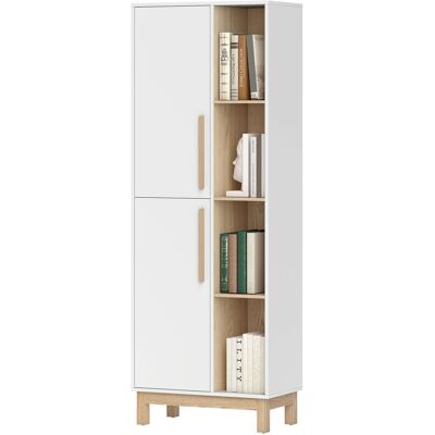 HOMCOM Mobile Bagno Alto Con 2 Ante, 4 Ripiani Aperti, Ripiani Regolabili Bianco HOMCOM Mobile Bagno Alto Con 2 Ante, 4 Ripiani Aperti, Ripiani Regolabili Bianco