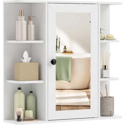COSTWAY Armadietto Bagno A Parete Con Specchio Mobile Da Bagno Sospeso A Muro Mobiletto A Parete Con Specchio Trasparente Mobiletto Pensile Specchiera 6 Scomp COSTWAY Armadietto Bagno A Parete Con Specchio Mobile Da Bagno Sospeso A Muro Mobiletto A Parete Con Specchio Trasparente Mobiletto Pensile Specchiera 6 Scomp