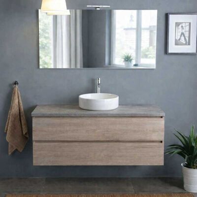KIAMAMI VALENTINA Mobile Bagno Sospeso 120 Cm Rovere Well Con Top Beton Specchio 120x60 E Lampada Berlin KIAMAMI VALENTINA Mobile Bagno Sospeso 120 Cm Rovere Well Con Top Beton Specchio 120x60 E Lampada Berlin