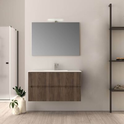 BADEN HAUS Mobile Bagno 90 Cm Plissè Finitura Noce Mod. Riga BADEN HAUS Mobile Bagno 90 Cm Plissè Finitura Noce Mod. Riga